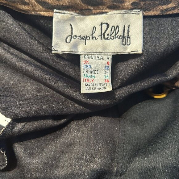 Joseph Ribkoff Leopard Jacket Sz 4 | Cropped Rivet Tie Front Blazer Punk Edgy - Picture 7 of 8